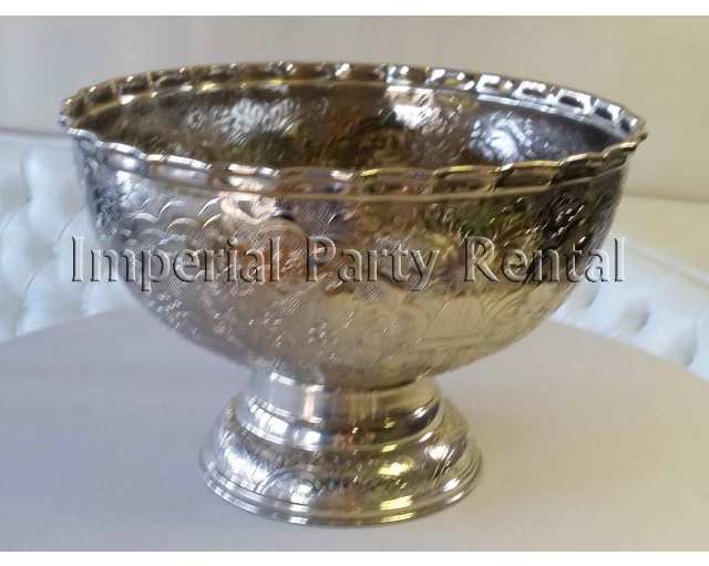 Flower Engraved Bowl 16“ Diameter, 11“ Tall